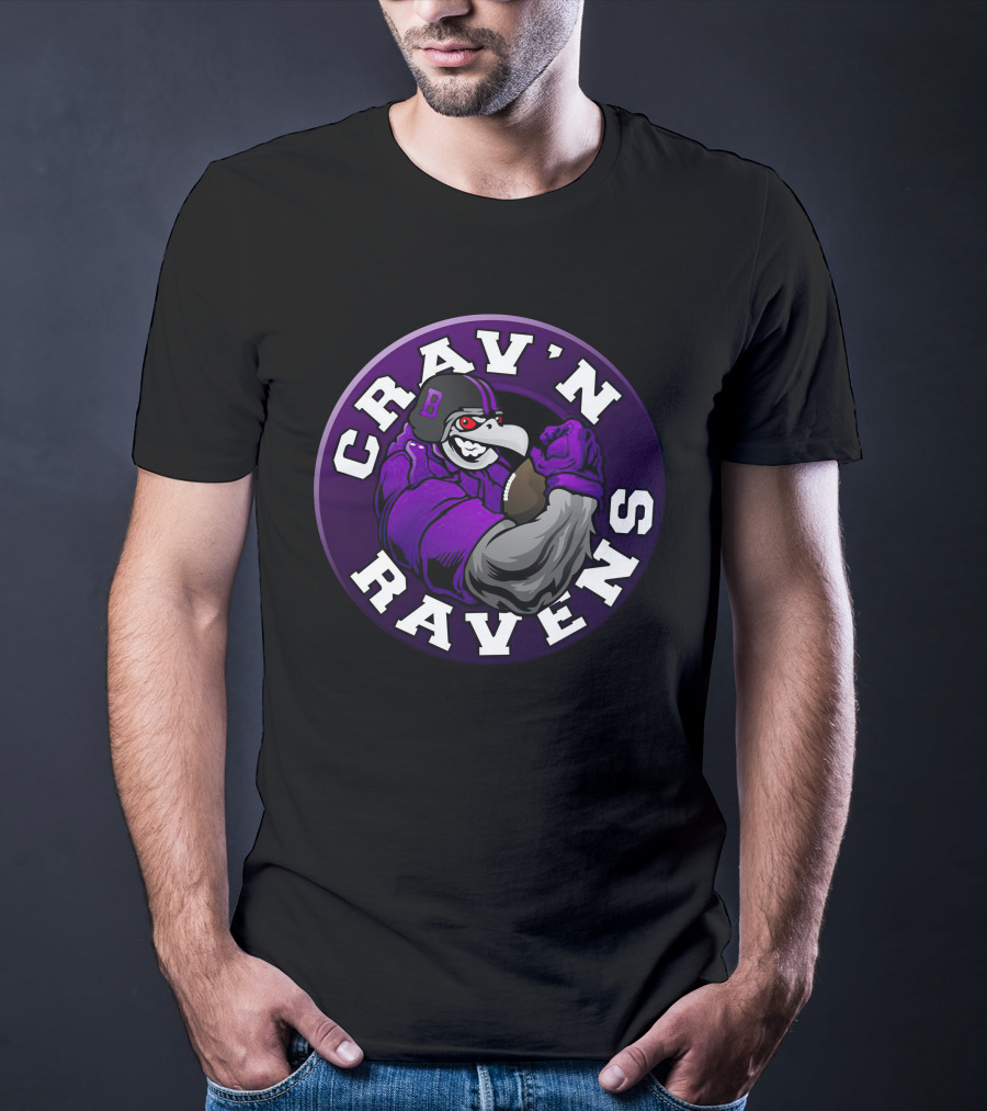 Crav'n Ravens Baltimore Football Mascot Power Pose T-Shirt