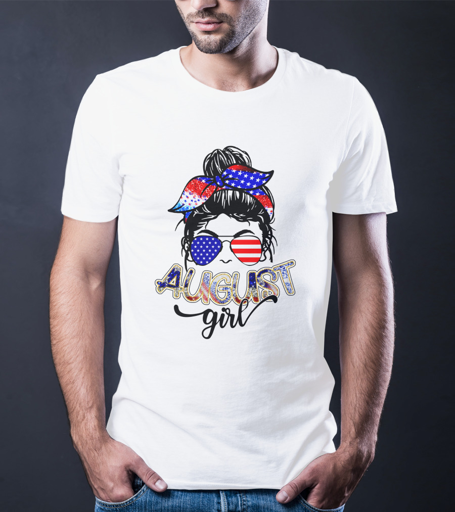 August Girl Retro American Flag Bandana Sunglasses T-Shirt