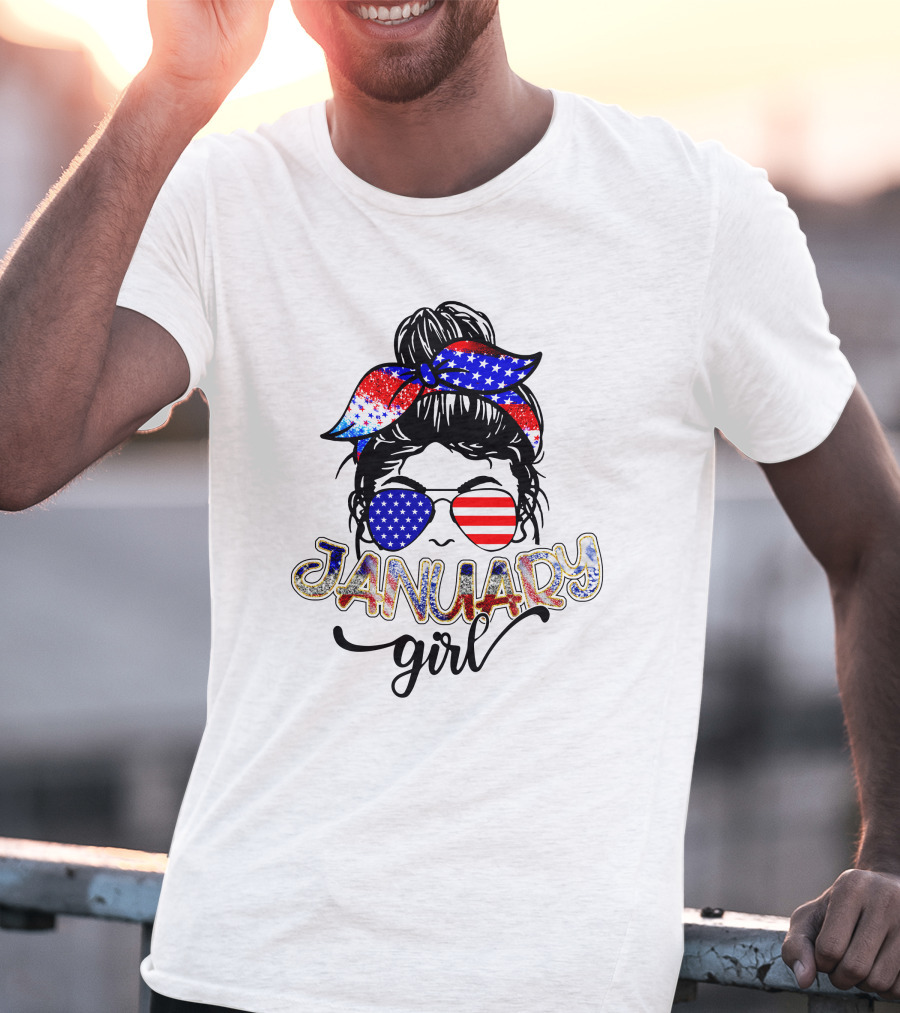 January Girl Patriotic Style Sunglasses And Bandana T-Shirt