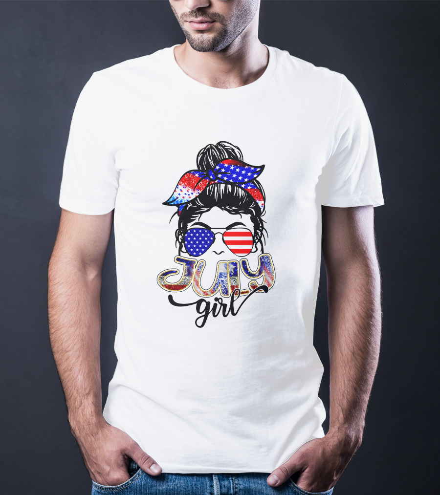 July Girl Patriotic Sunglasses And Bandana T-Shirt