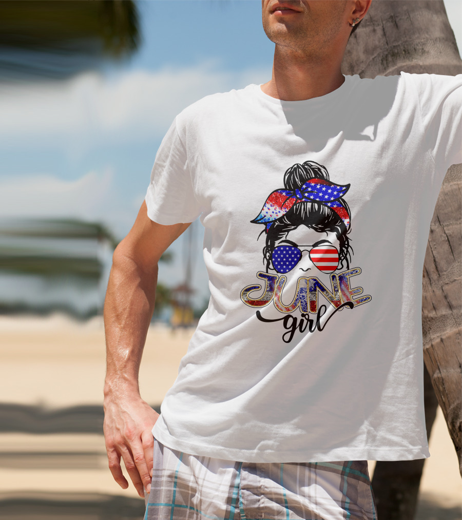 June Girl American Flag Bandana Sunglasses T-Shirt