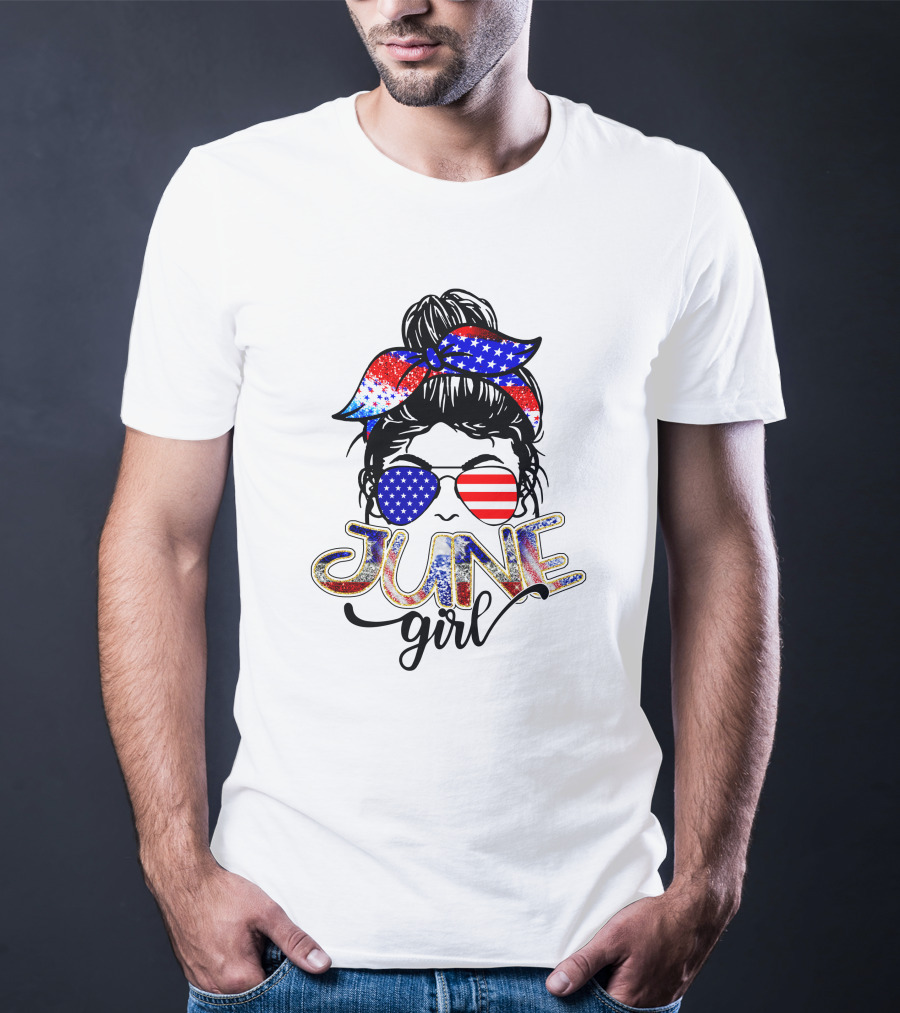 June Girl American Flag Bandana Sunglasses T-Shirt