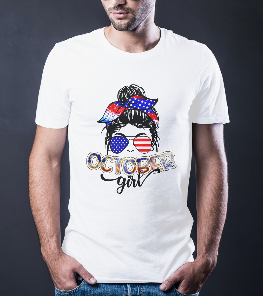 October Girl American Flag Bandana Sunglasses T-Shirt