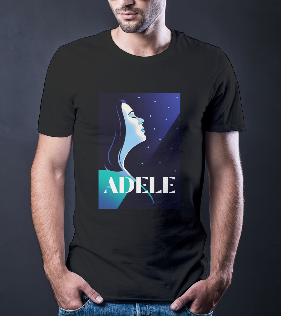 ADELE 1436941 Retro Style Portrait With Night Sky T-Shirt