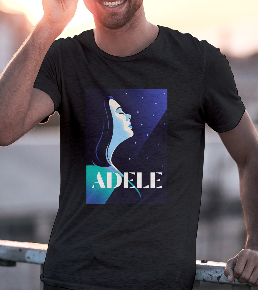 ADELE 1436941 Retro Style Portrait With Night Sky T-Shirt