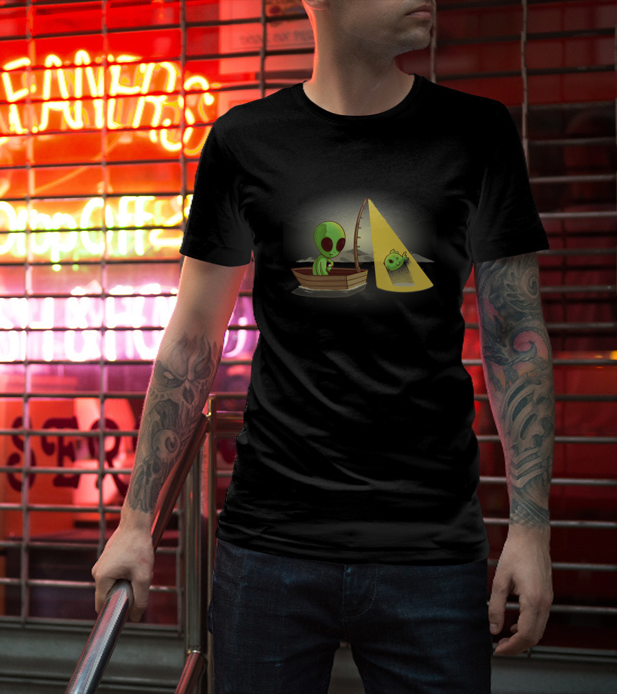 Alien Fishing UFO Light Beam Catch Boat T-Shirt
