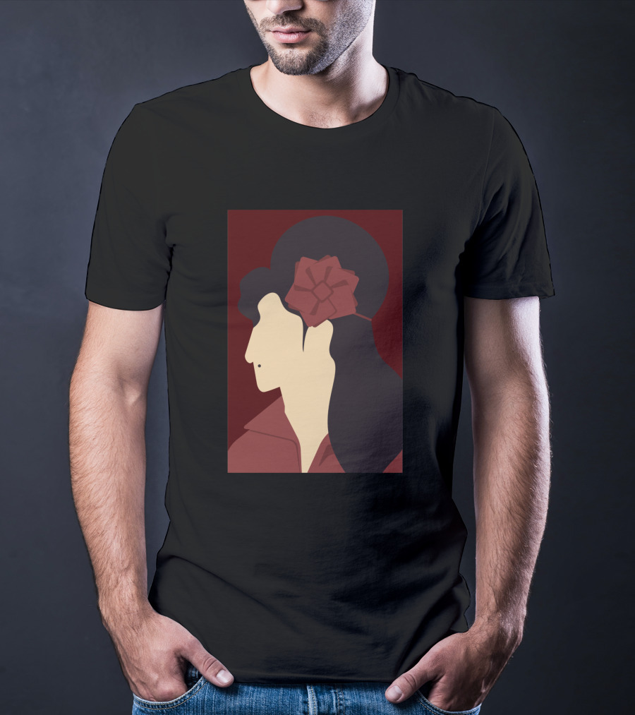 Amy Winehouse Minimalist Art Profile With Red Flower 1373543 T-Shirt