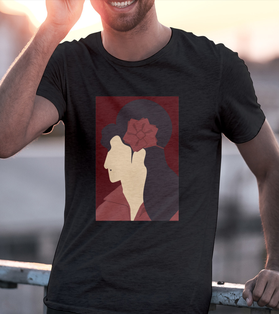 Amy Winehouse Minimalist Art Profile With Red Flower 1373543 T-Shirt