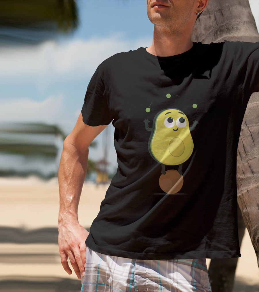 Avocado Juggler Balancing On Pit With Smiling Cartoon Expression T-Shirt
