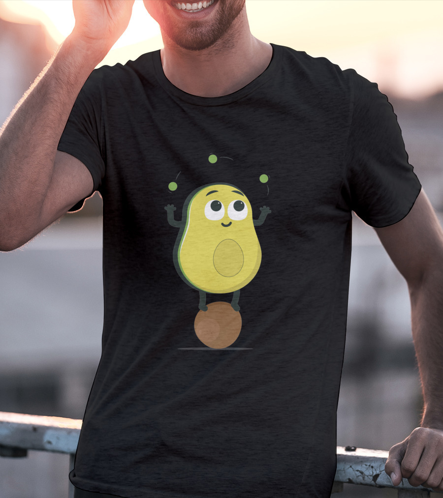 Avocado Juggler Balancing On Pit With Smiling Cartoon Expression T-Shirt
