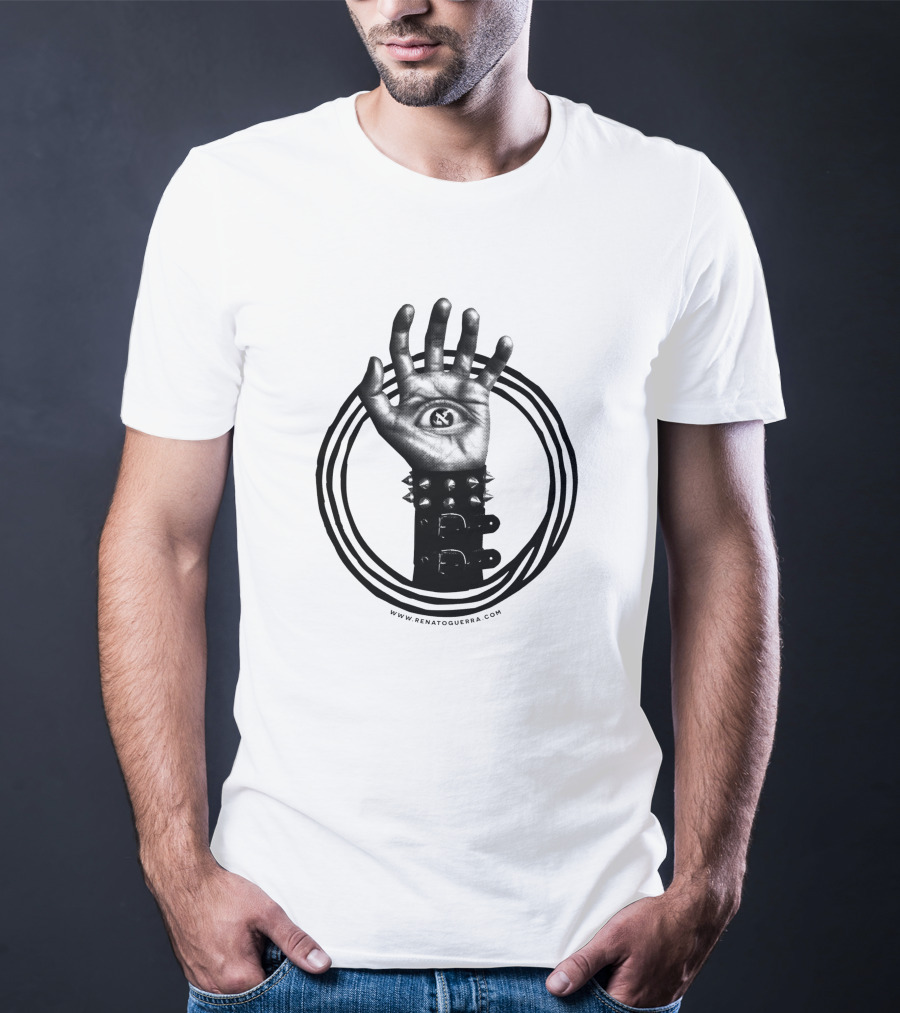 Aleph 83363 All Seeing Eye Hand With Spiked Wristband T-Shirt