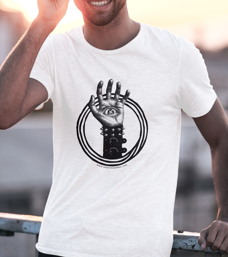 Aleph 83363 All Seeing Eye Hand With Spiked Wristband T-Shirt
