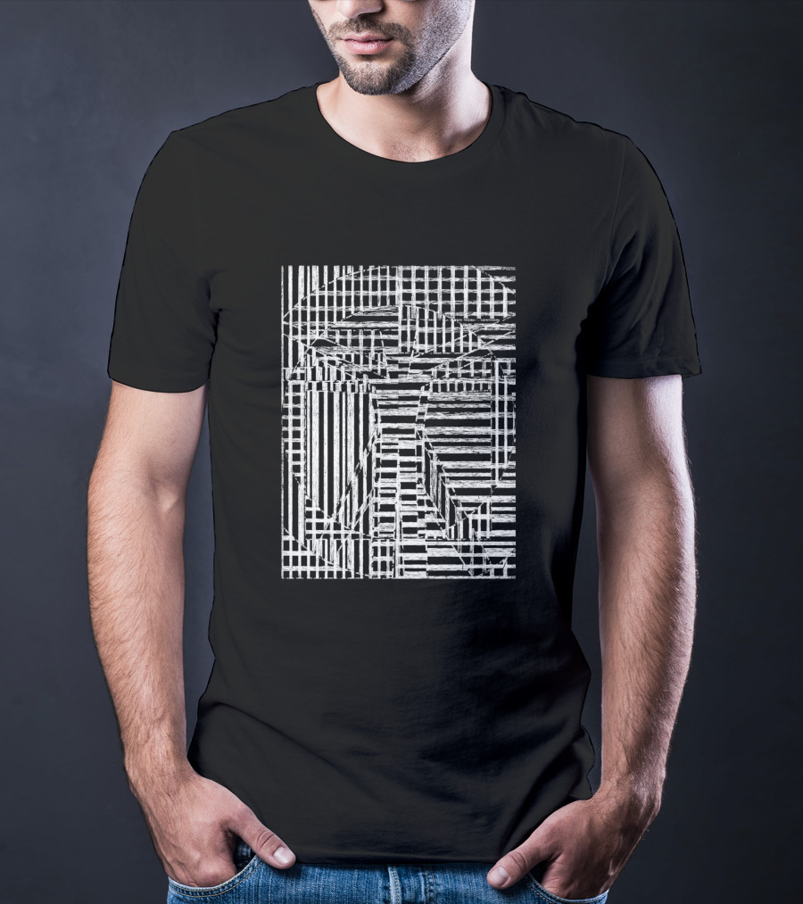 Algorithm V 83818 Black And White Geometric Lines T-Shirt