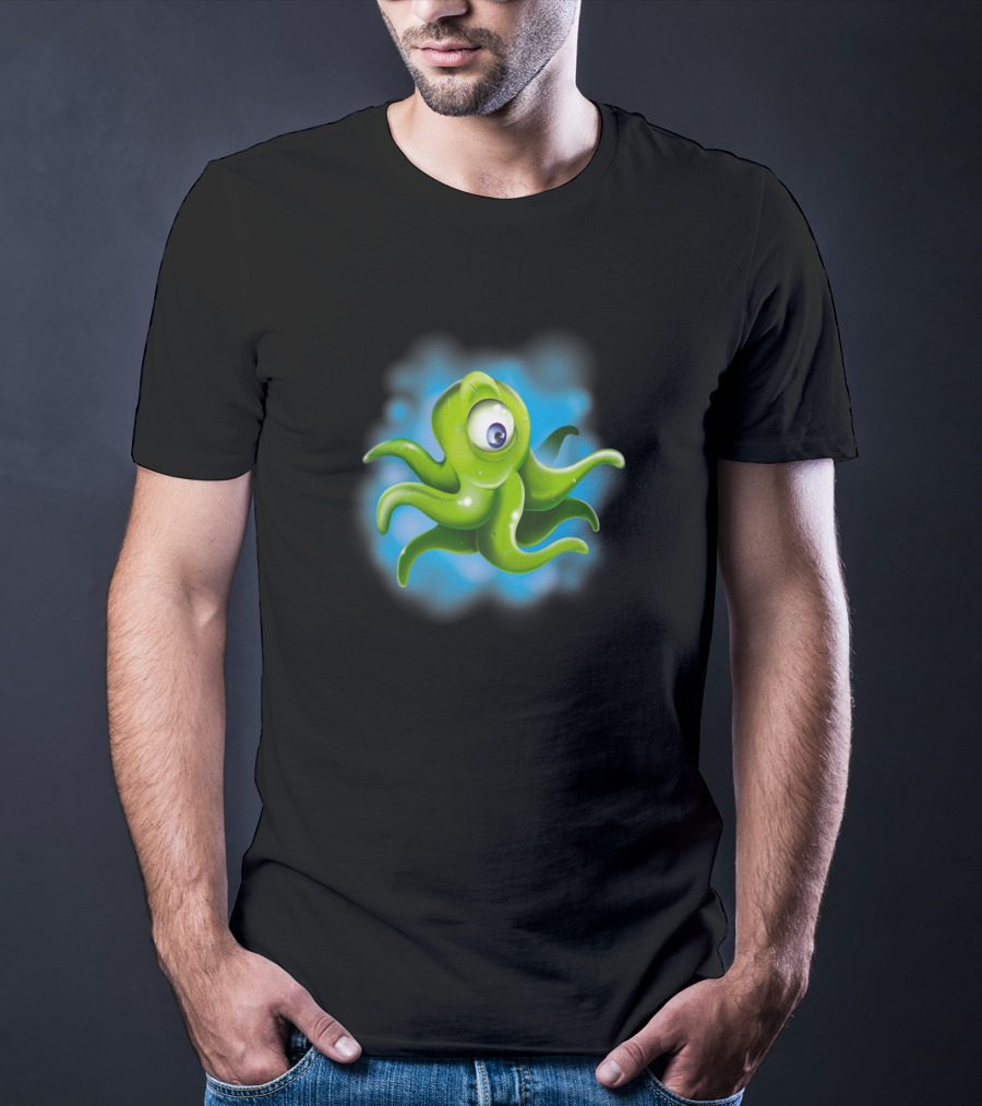 Squid Alien Cartoon Creature With One Eye T-Shirt