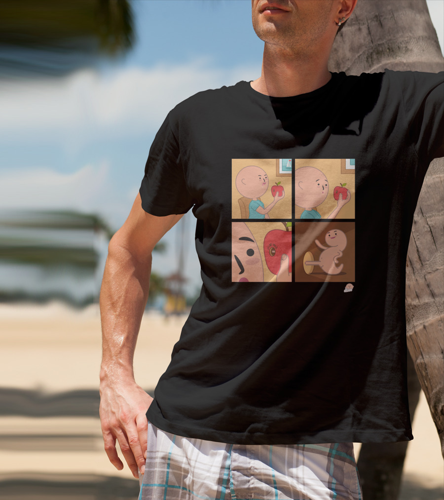 Apple Eating Surprised Baby Escape Comic T-Shirt