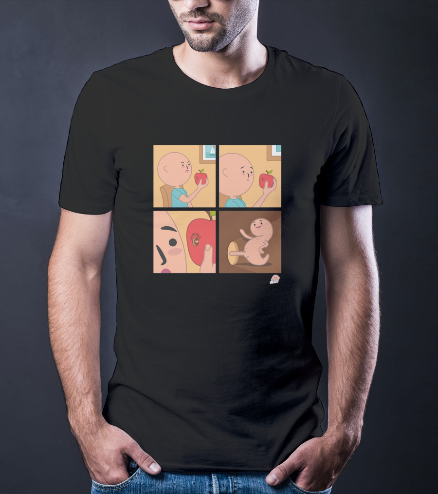 Apple Eating Surprised Baby Escape Comic T-Shirt