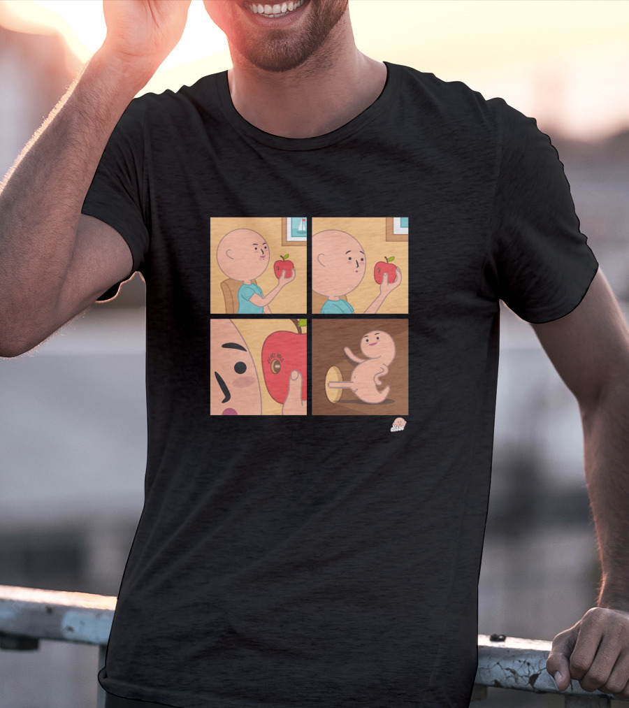 Apple Eating Surprised Baby Escape Comic T-Shirt