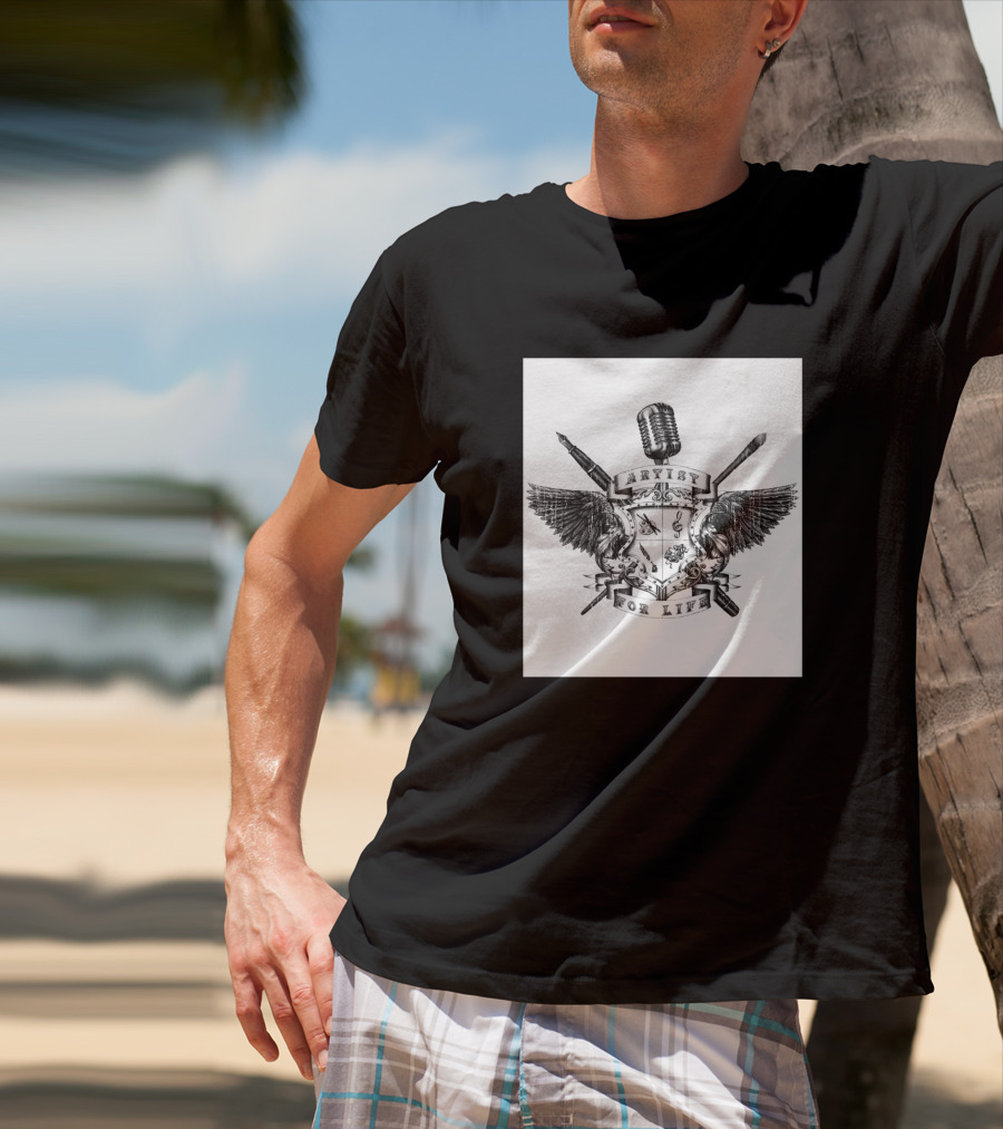 Artist For Life Microphone Brush Wings Shield 234592 T-Shirt