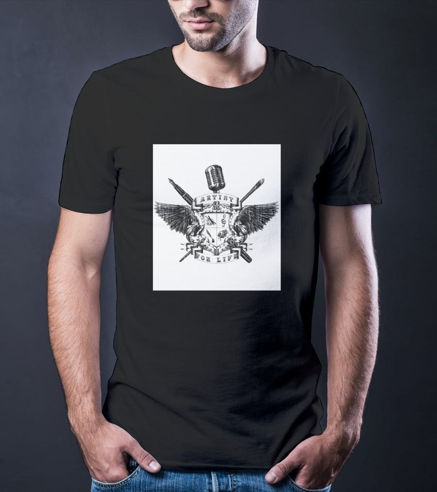 Artist For Life Microphone Brush Wings Shield 234592 T-Shirt