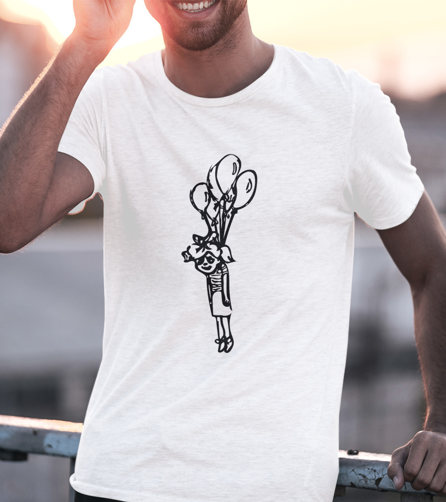 Balloon Girl With Balloons Floating Sketch 370939 T-Shirt