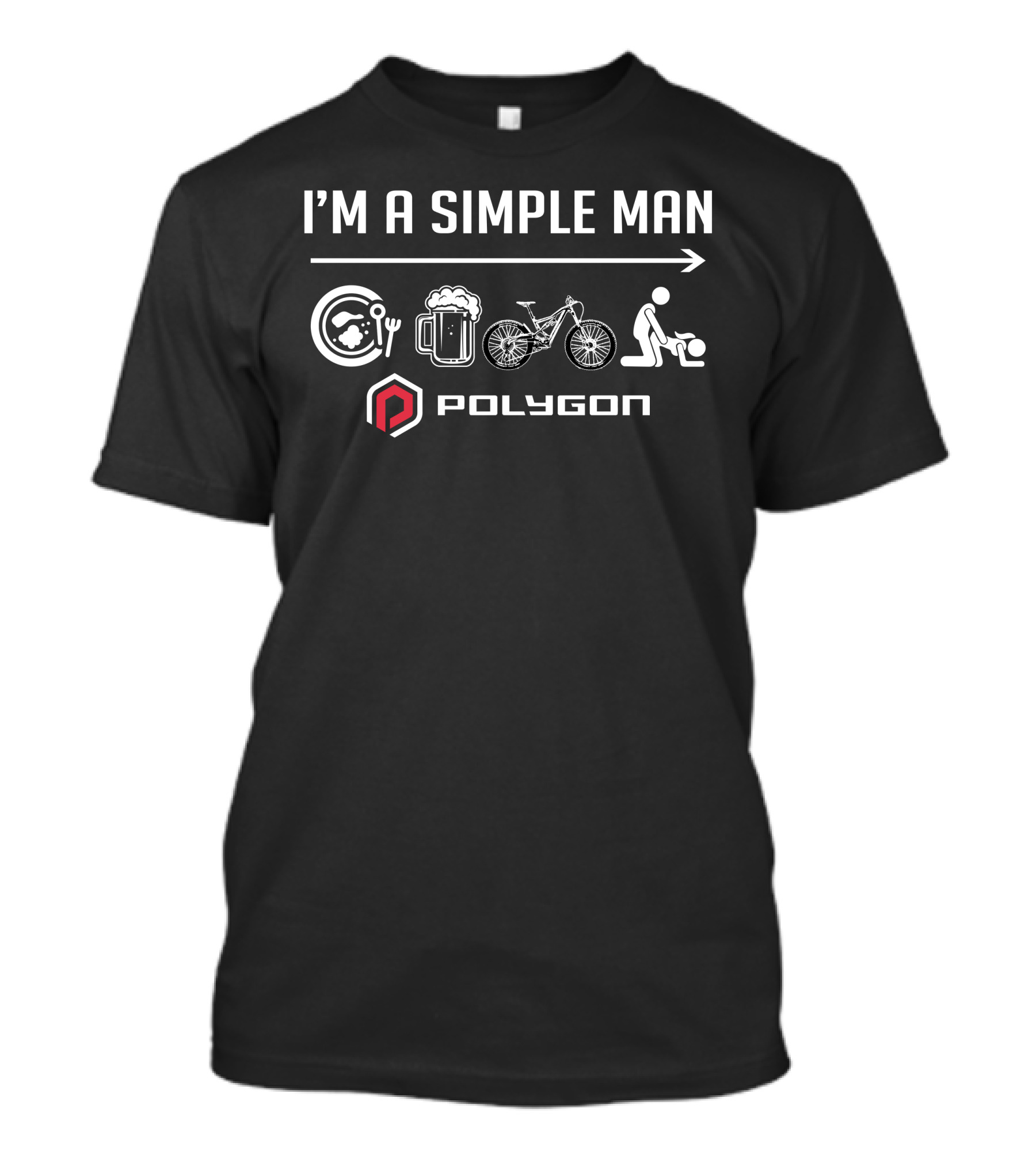 I'M A SIMPLE MAN POLYGON Bike Beer Food T-Shirt