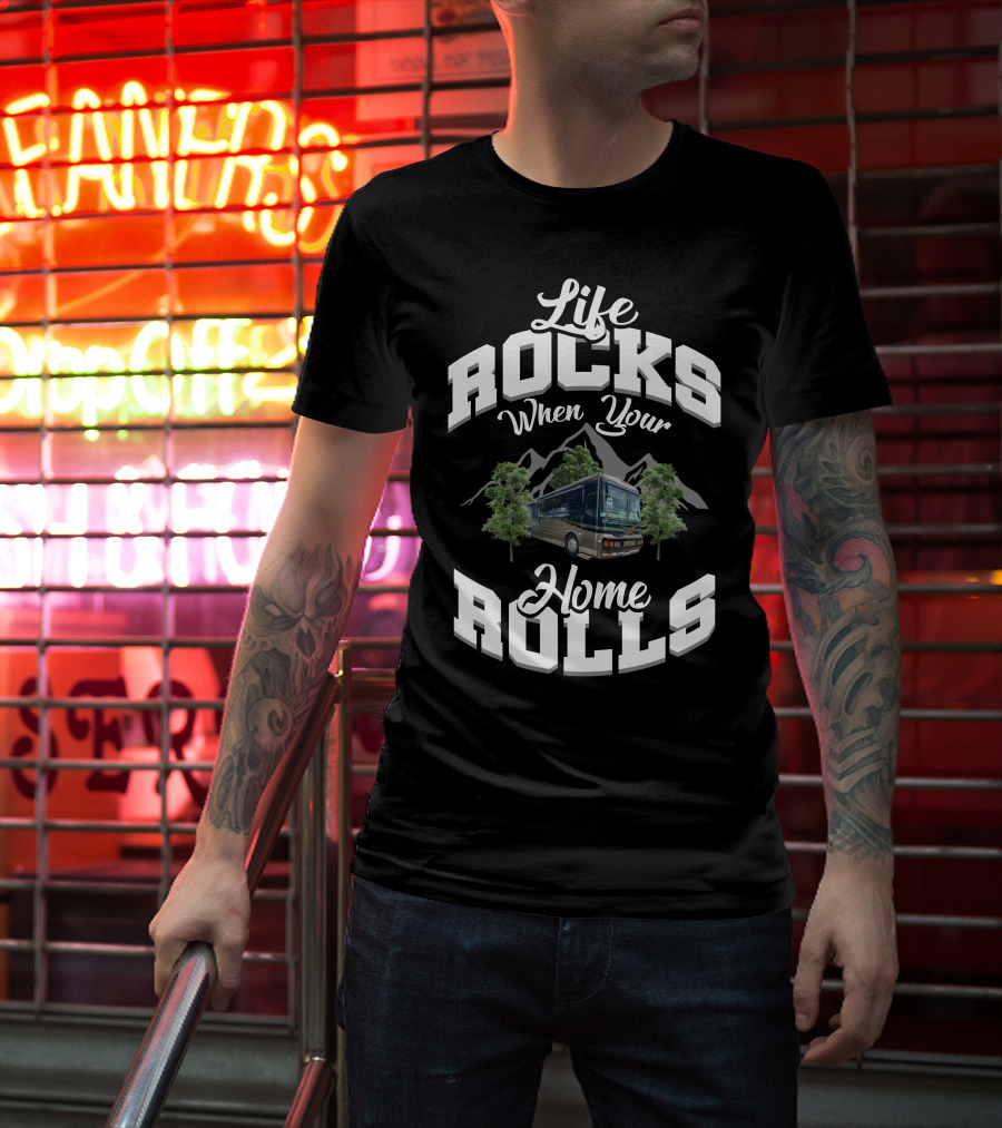 Life Rocks When Your Home Rolls 2000 Blue Bird Lxi T-Shirt