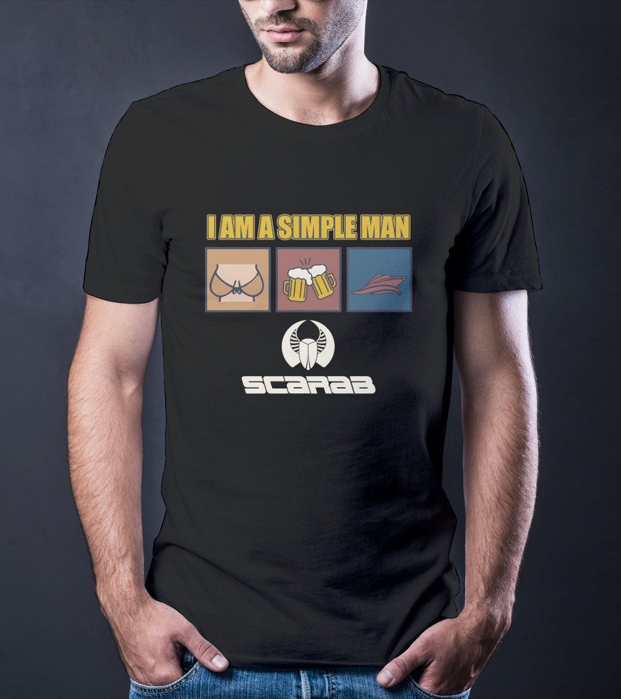 I Am A Simple Man Scarab Boats Beer Wings T-Shirt