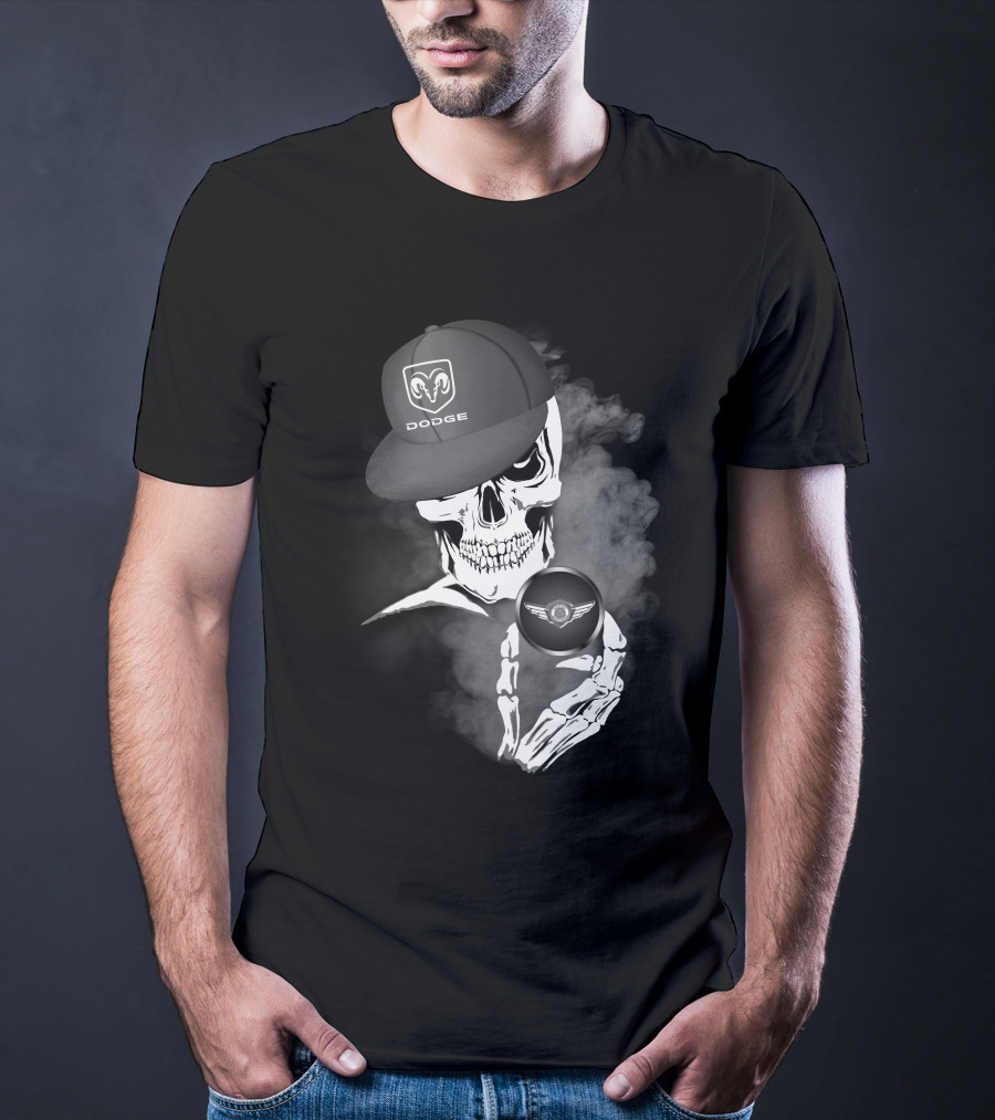 Dodge Brothers Skeleton In Smoke With Hat And Winged Emblem T-Shirt