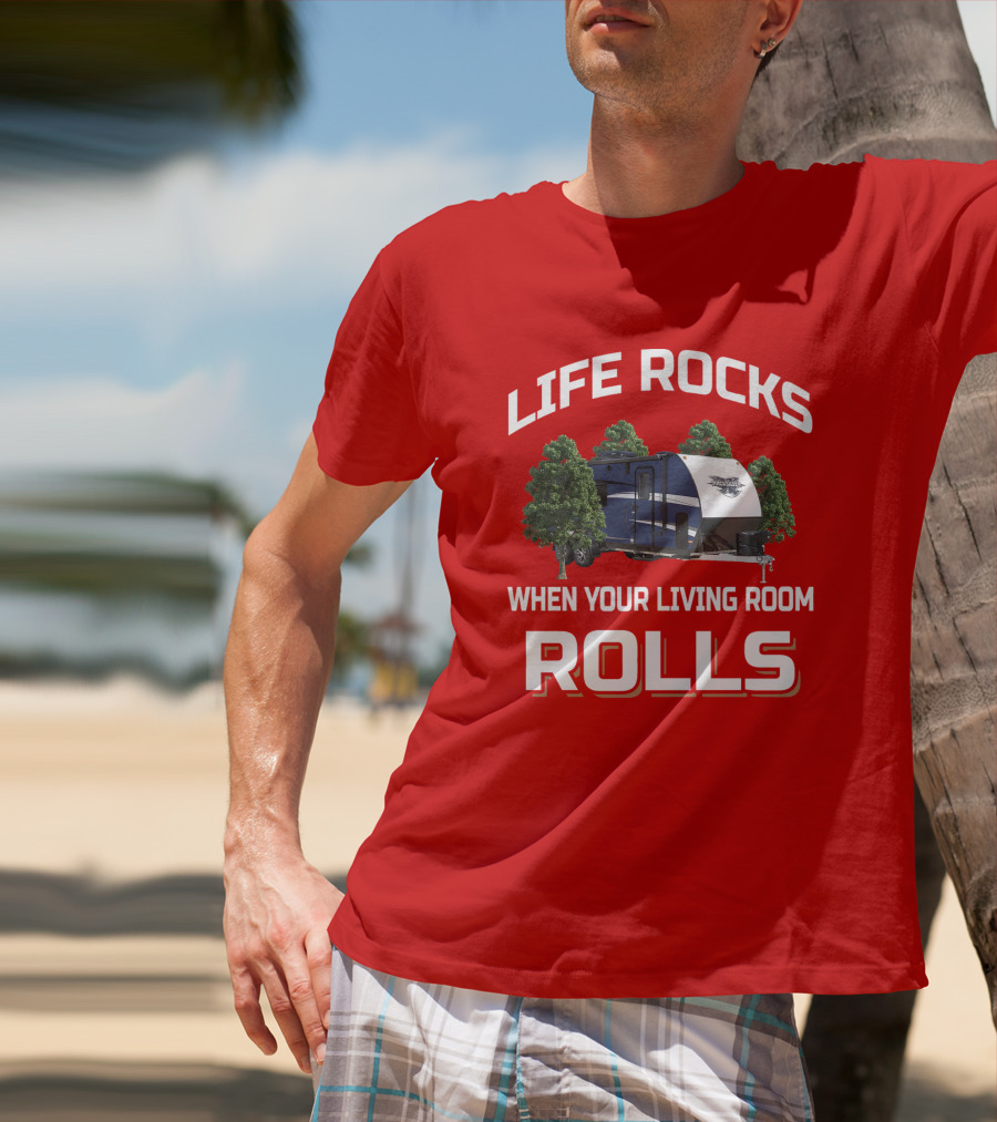 LIFE ROCKS WHEN YOUR LIVING ROOM ROLLS Livin Lite Quicksilver T-Shirt