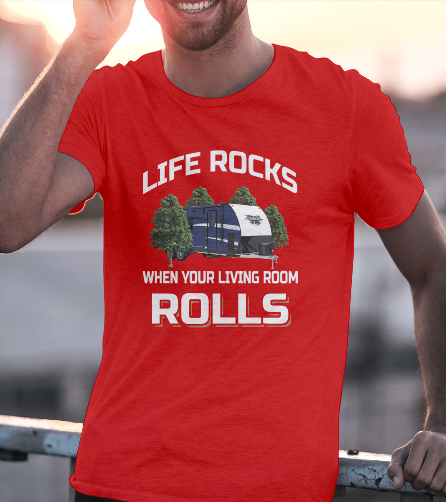 LIFE ROCKS WHEN YOUR LIVING ROOM ROLLS Livin Lite Quicksilver T-Shirt