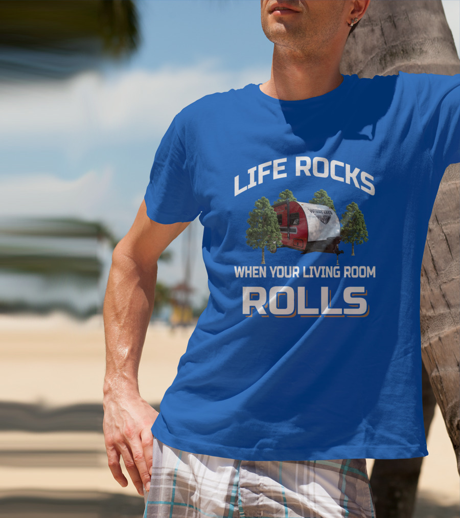 Life Rocks When Your Living Room Rolls Vintage Rv Camping T-Shirt