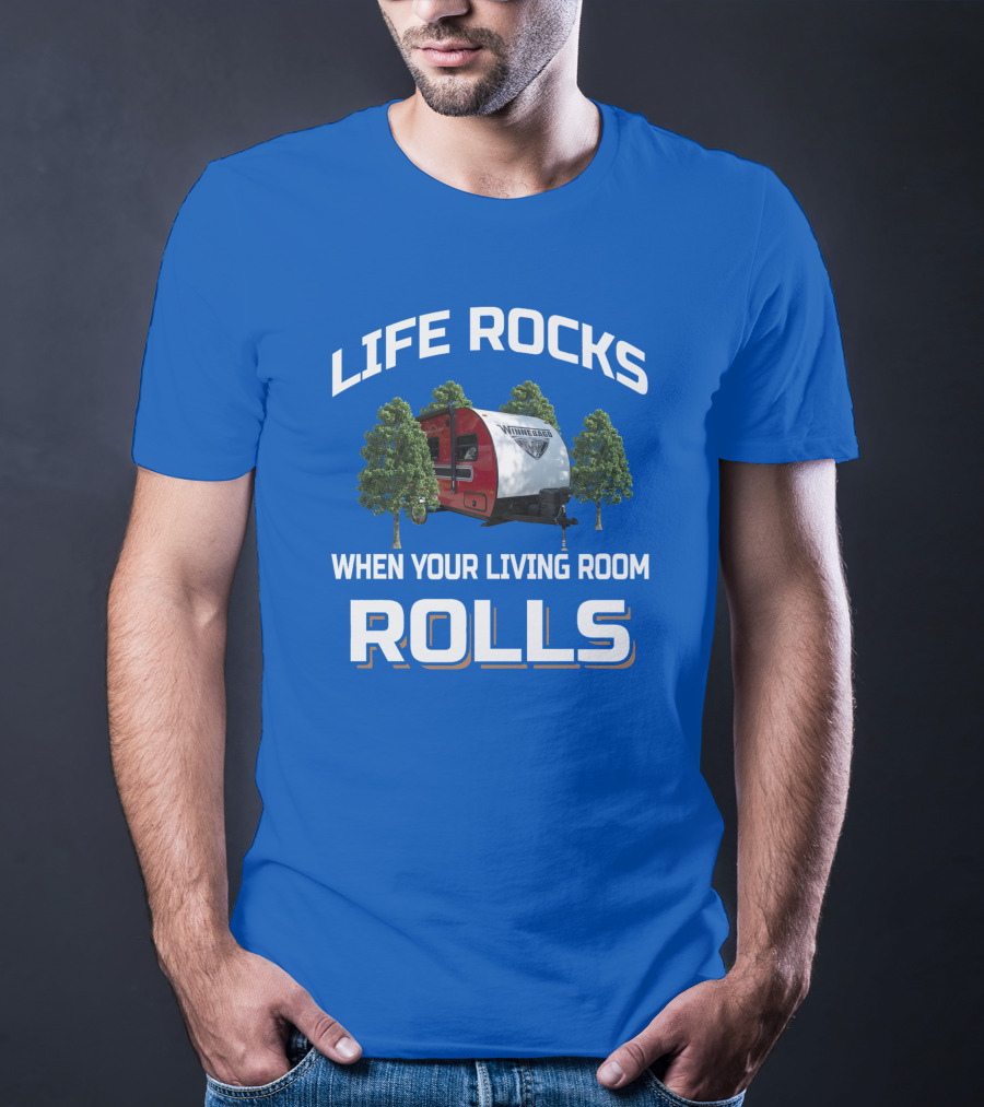 Life Rocks When Your Living Room Rolls Vintage Rv Camping T-Shirt
