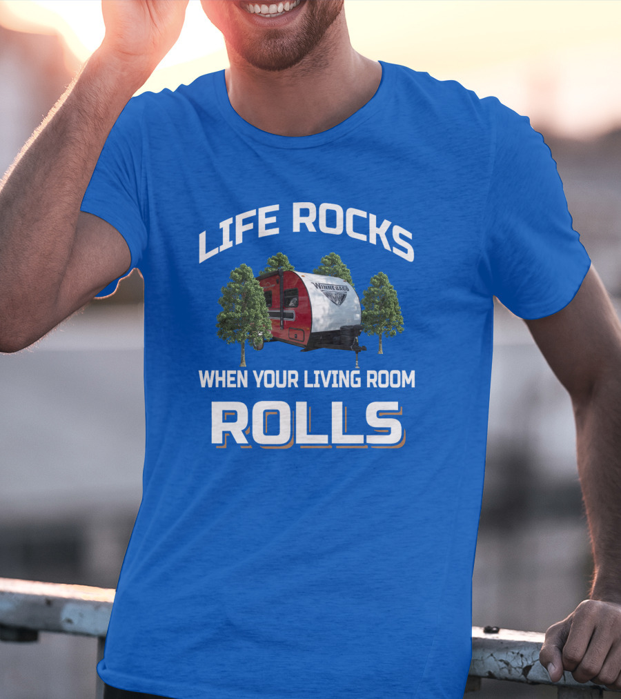 Life Rocks When Your Living Room Rolls Vintage Rv Camping T-Shirt