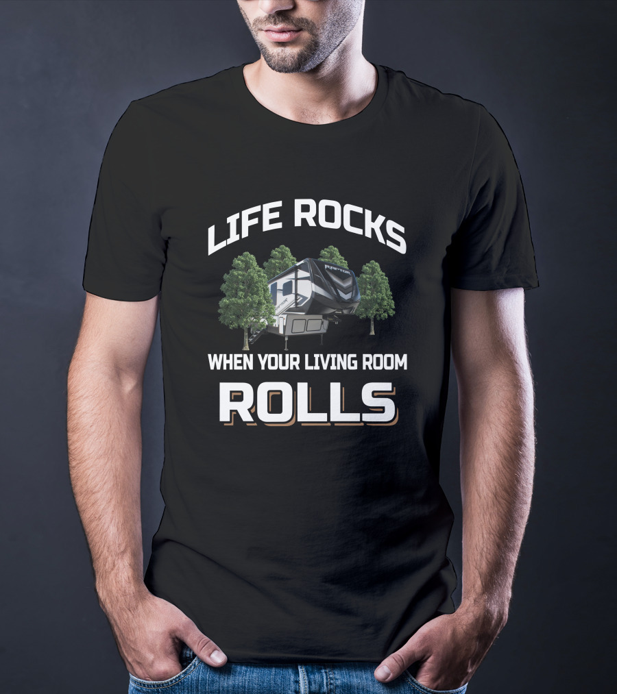 LIFE ROCKS WHEN YOUR LIVING ROOM ROLLS KS Raptor 351 T-Shirt