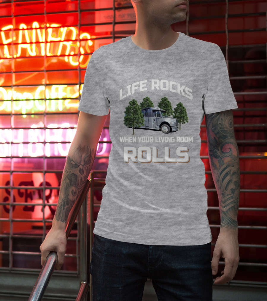 LIFE ROCKS WHEN YOUR LIVING ROOM ROLLS Dynamax Dynaquest XL T-Shirt