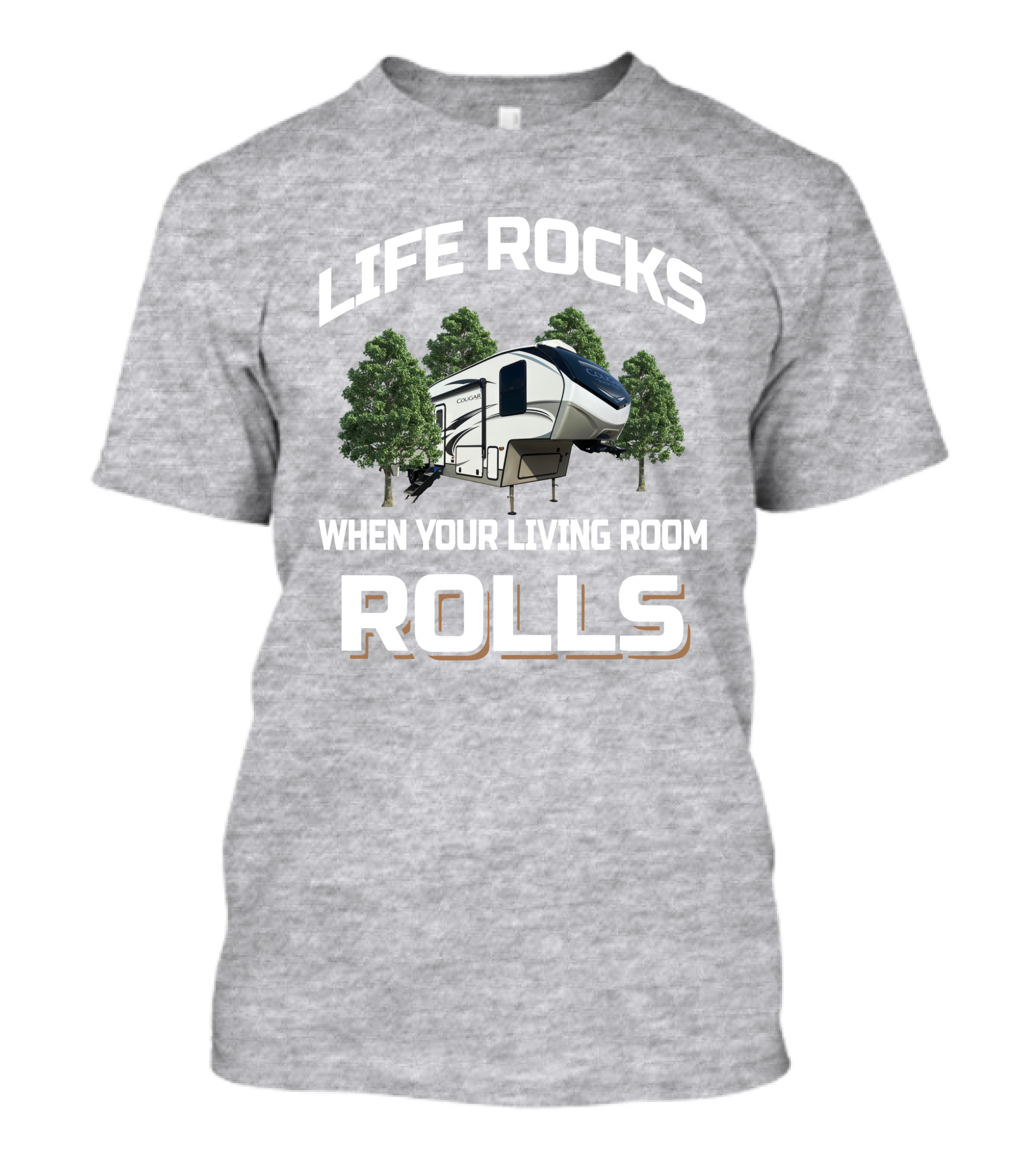 LIFE ROCKS WHEN YOUR LIVING ROOM ROLLS Keystone Cougar 29RKS T-Shirt
