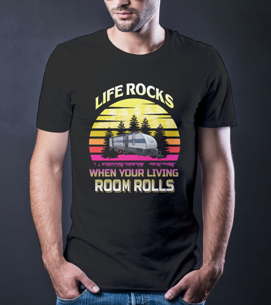 LIFE ROCKS WHEN YOUR LIVING ROOM ROLLS Greywolf 29TE T-Shirt