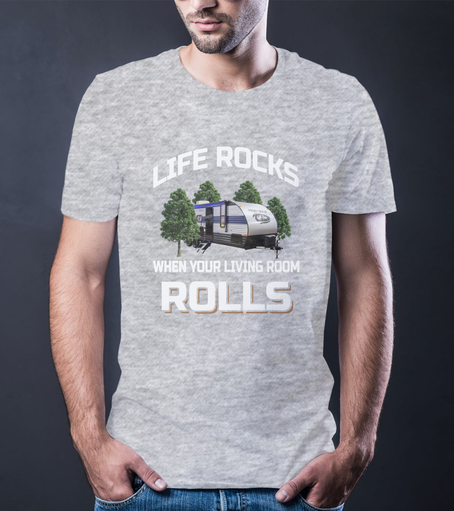 LIFE ROCKS WHEN YOUR LIVING ROOM ROLLS Grey Wolf DBH T-Shirt