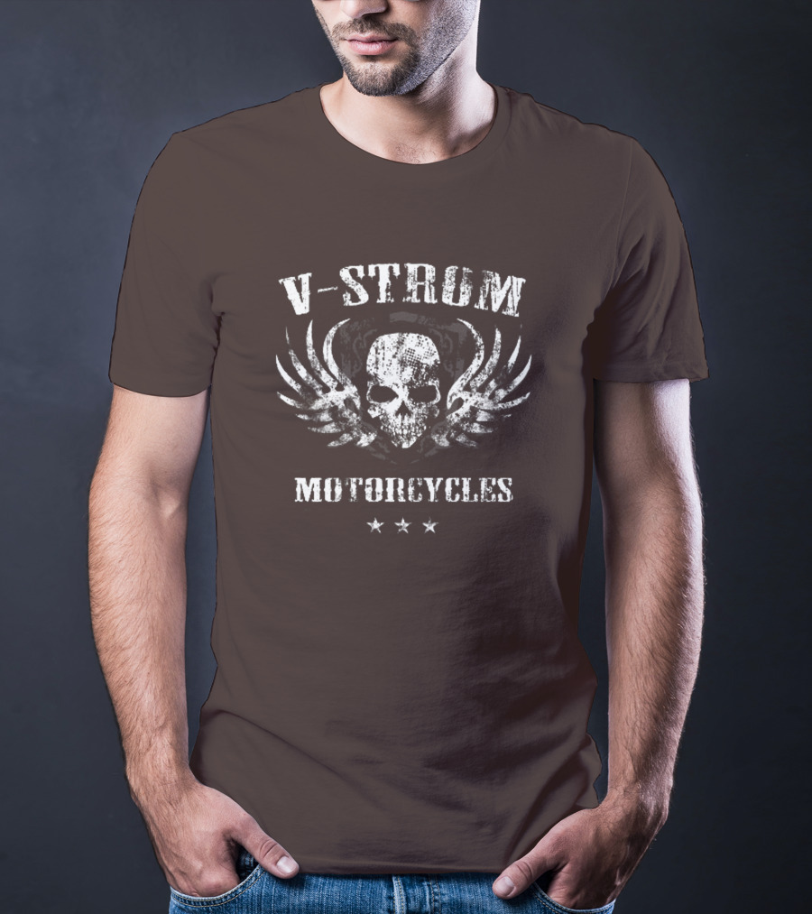 V-Strom Motorcycles Skull Wings Stars T-Shirt