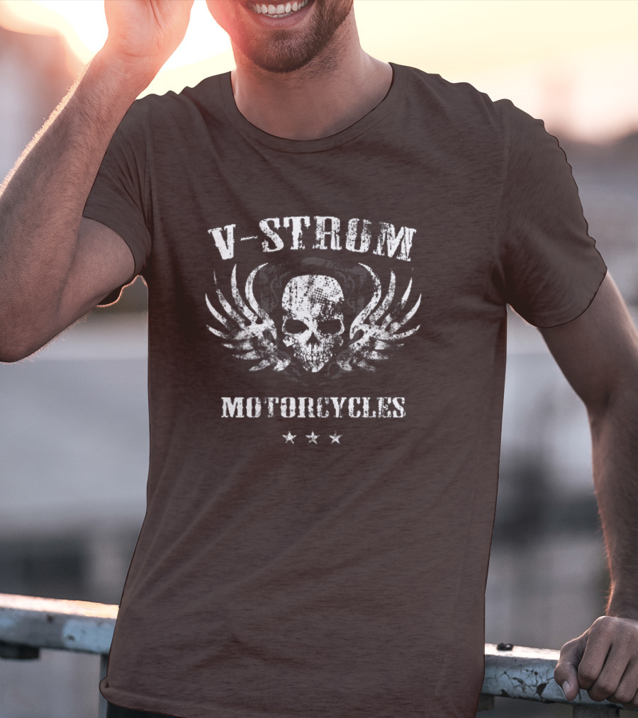 V-Strom Motorcycles Skull Wings Stars T-Shirt