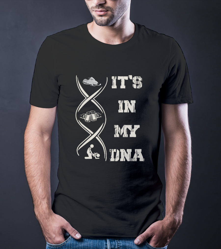 Skidoo Mach It's In My DNA Snowmobile And Beer Iconic Symbols T-Shirt