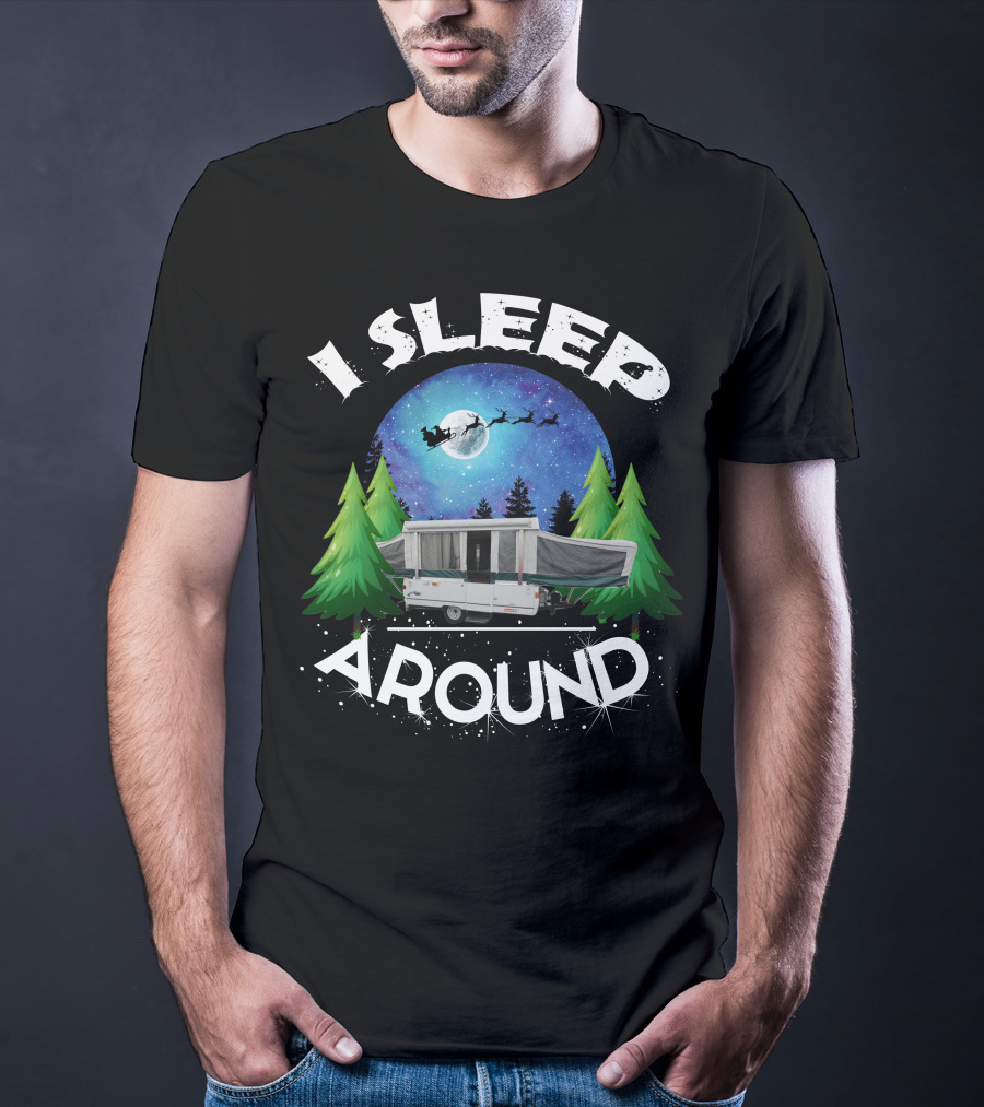 I Sleep Around Coleman Sedona Camper Night Sky Forest Scene T-Shirt