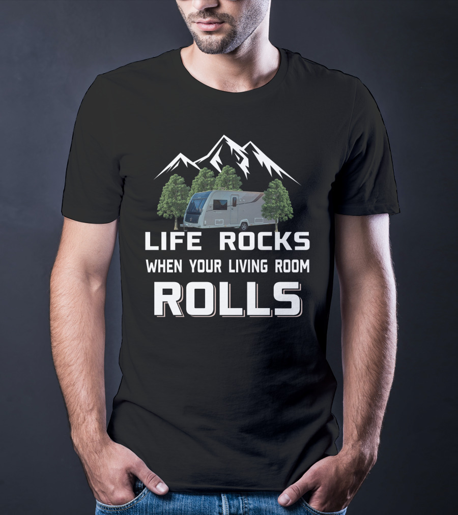 LIFE ROCKS WHEN YOUR LIVING ROOM ROLLS Elddis Crusader T-Shirt