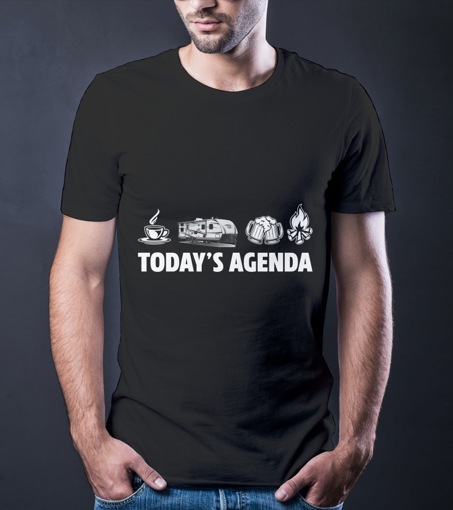 Today's Agenda Coffee Adventure Beer Campfire Highland Ridge RV T-Shirt