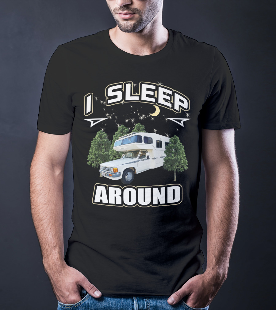 1987 Toyota Sunrader I Sleep Around Camper Moon Trees T-Shirt