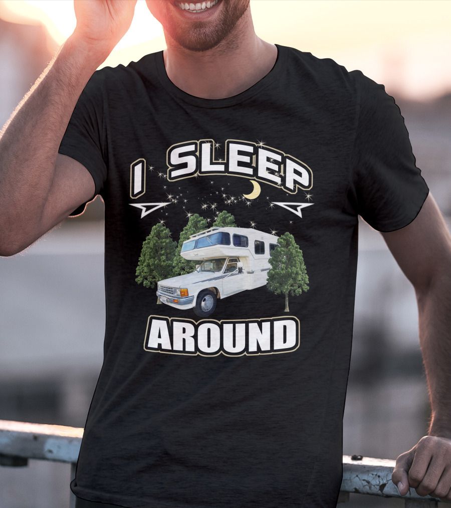 1987 Toyota Sunrader I Sleep Around Camper Moon Trees T-Shirt