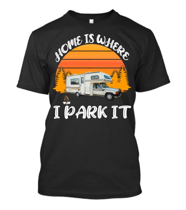Home Is Where I Park It Toyota Dolphin Camper Sunset Scene T-Shirt