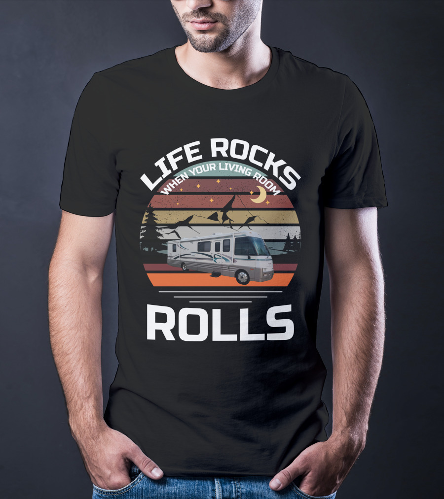LIFE ROCKS WHEN YOUR LIVING ROOM ROLLS ITASCA SUN FLYER T-Shirt