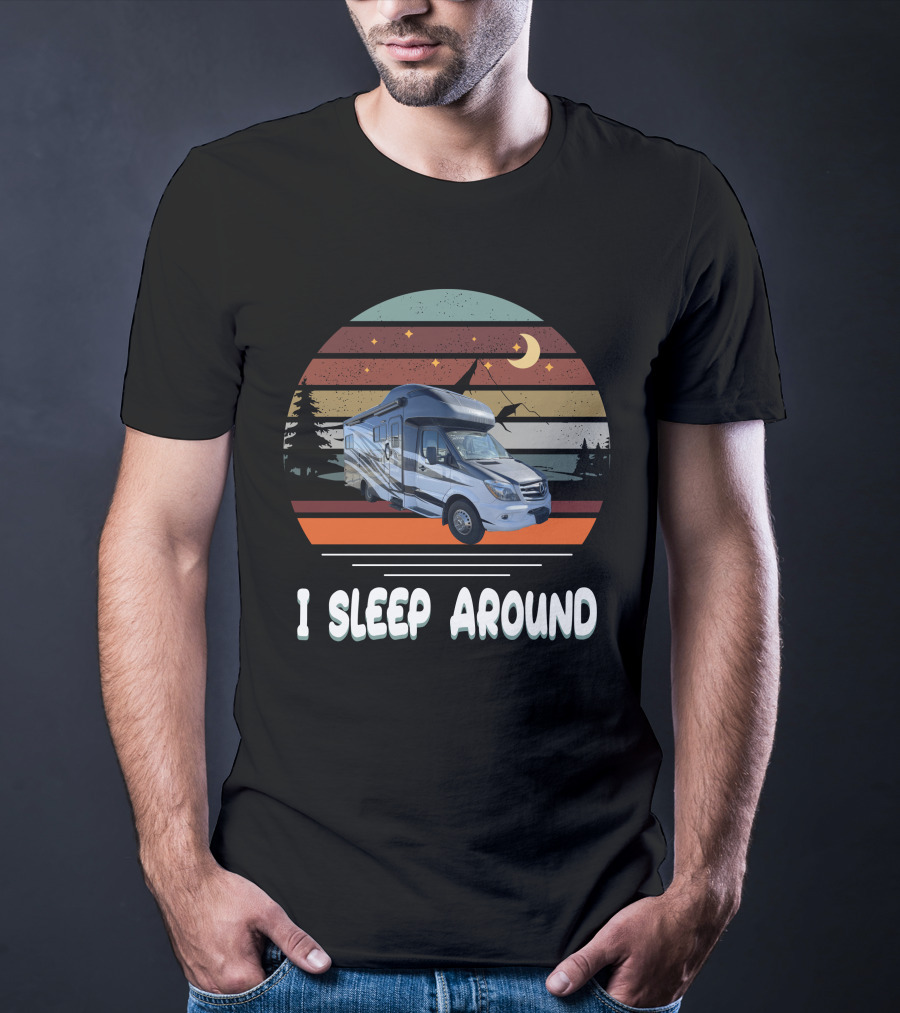 I Sleep Around Tiffin Wayfarer Retro RV Camping Moon Stars T-Shirt