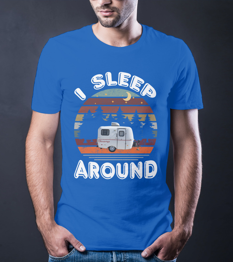 I Sleep Around Scamp Travel Trailers Night Trees Moon Stars T-Shirt